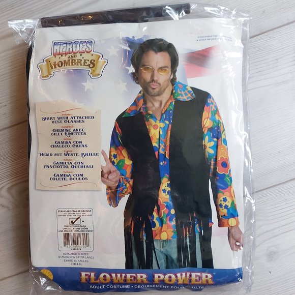 Yeaaa Baby! Groovy Flower Power Halloween Costume Shirt/ Fringed Vest Combo - Picture 10 of 10